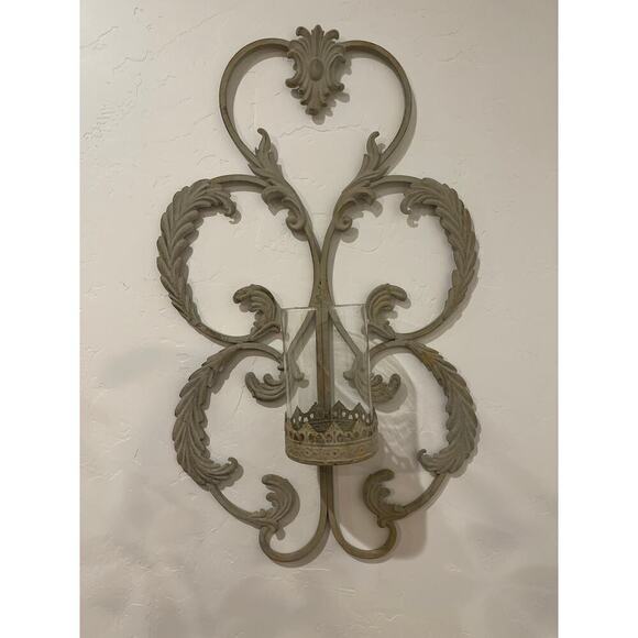 Set of 2 Vintage painted Metal wall sconces - Picture 2 of 3